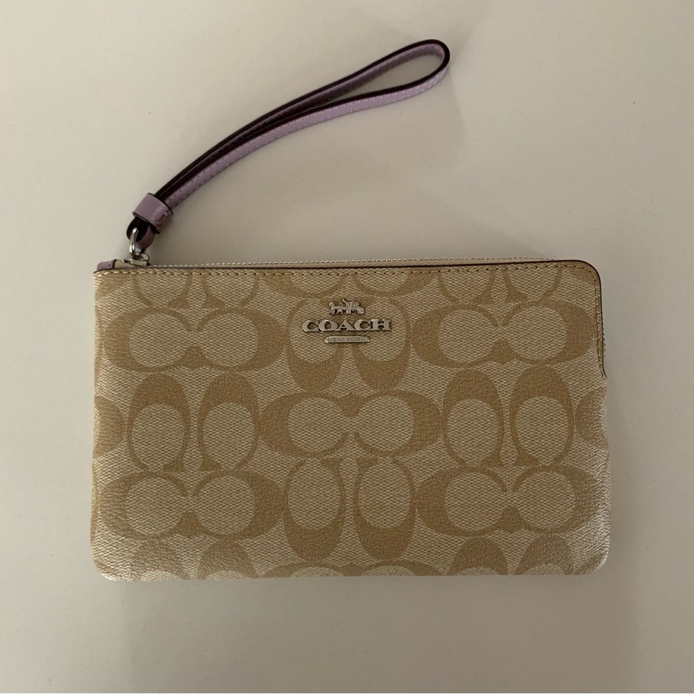 Coach Large Corner Zip Wristlet In Signature Canvas